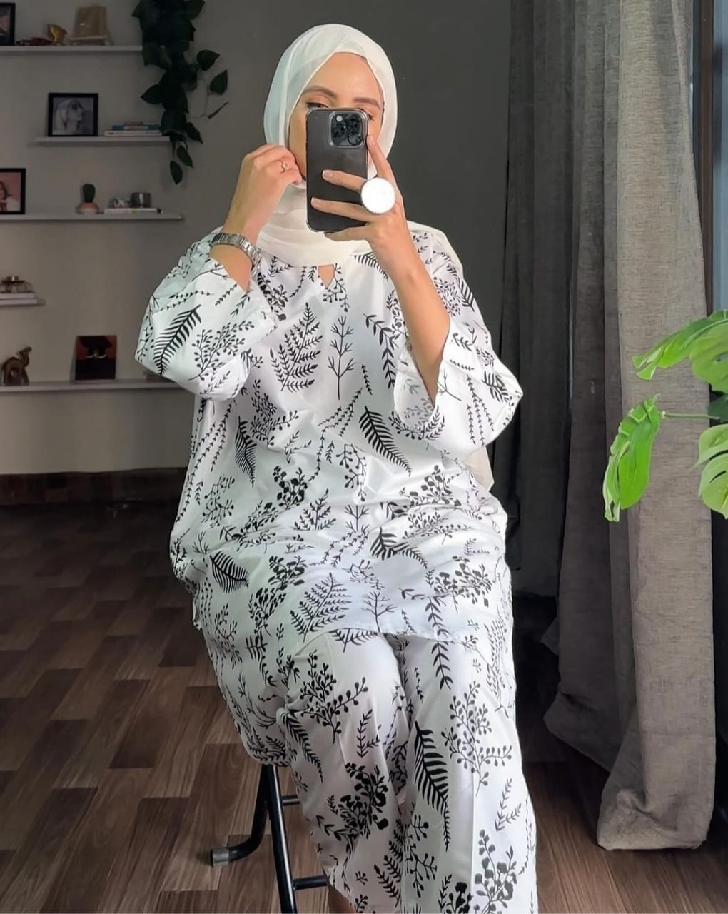Floral Leaf Print 2Pcs