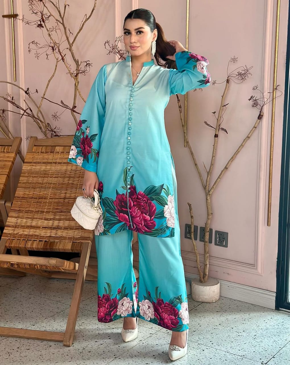 Floral Digital Print 2Pcs
