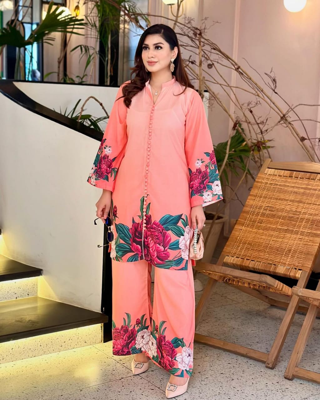 Floral Digital Print 2Pcs